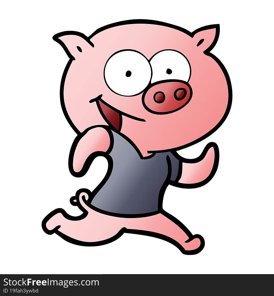 cheerful pig exercising cartoon. cheerful pig exercising cartoon