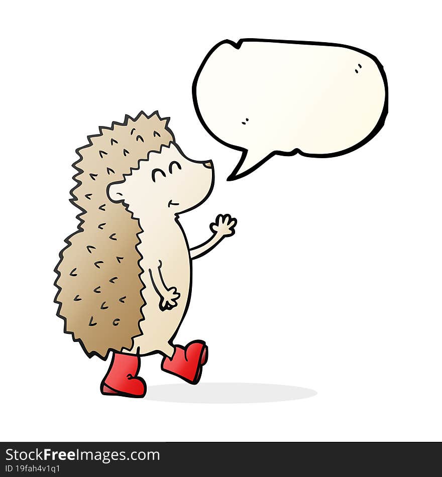 cute speech bubble cartoon hedgehog