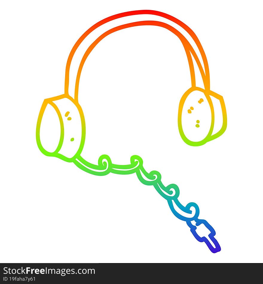 rainbow gradient line drawing cartoon headphones