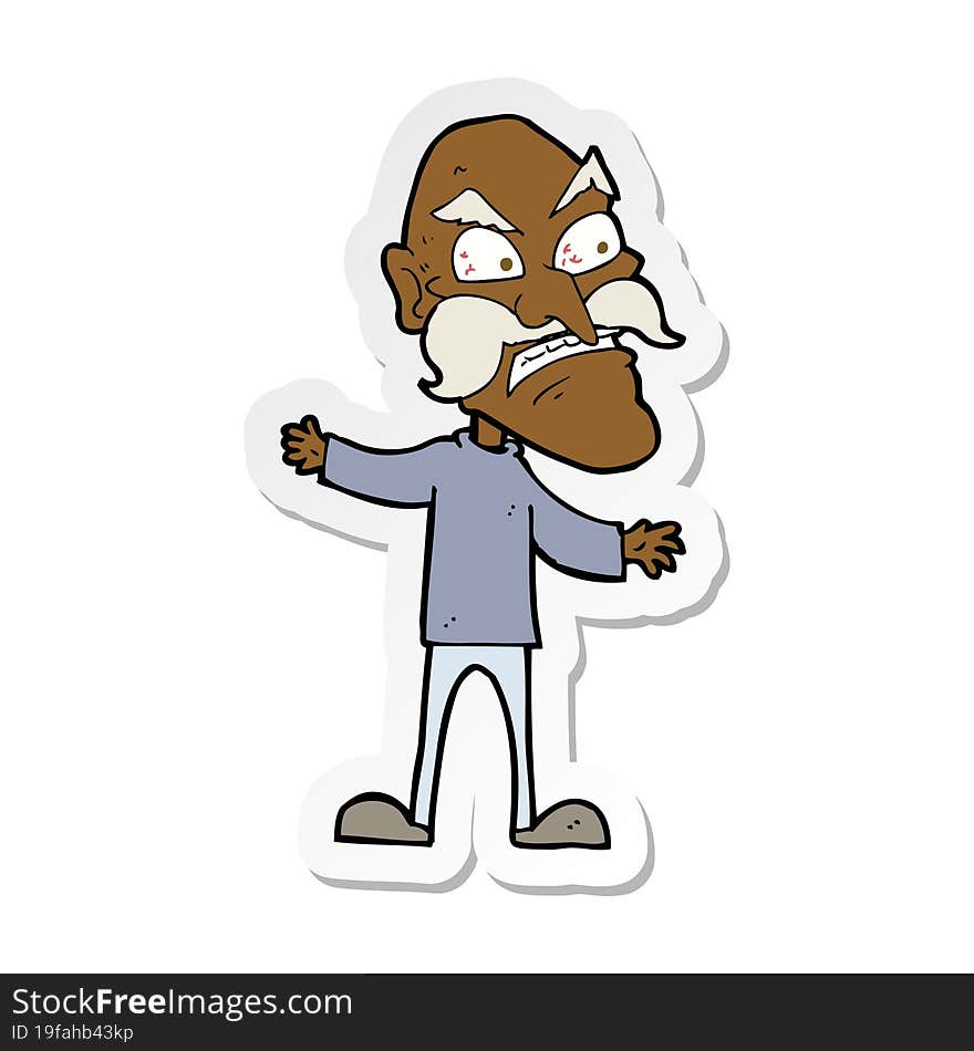 sticker of a cartoon angry old man