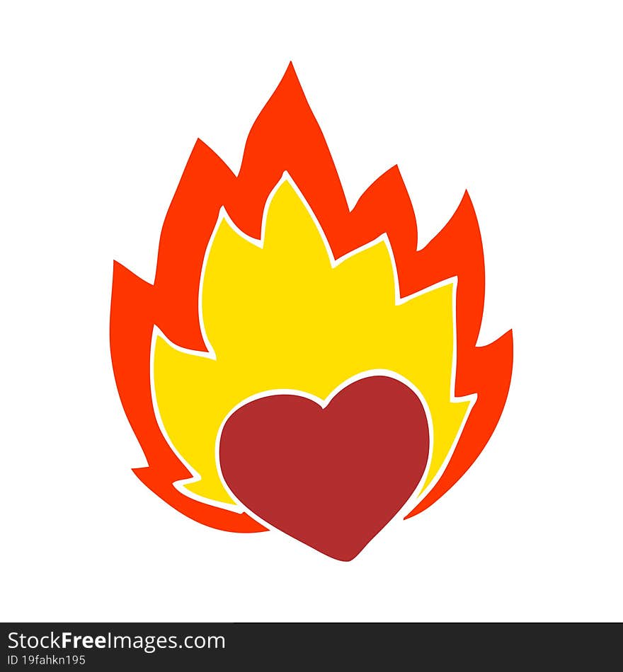 cartoon doodle flaming heart