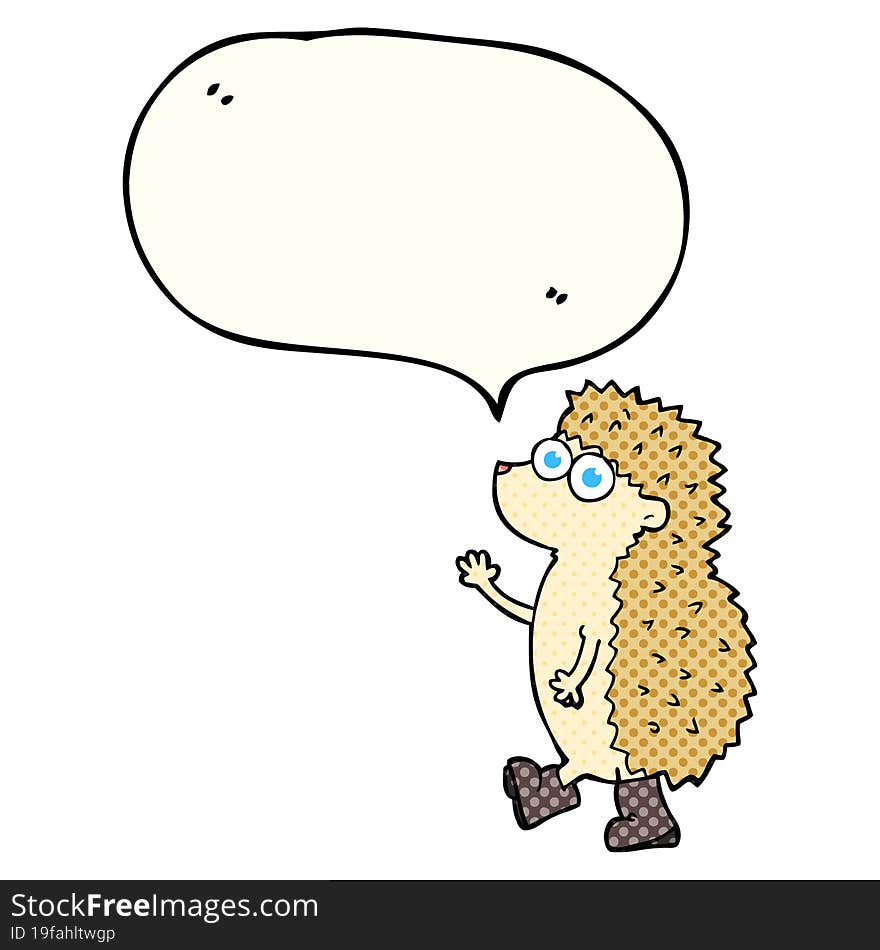 cute comic book speech bubble cartoon hedgehog