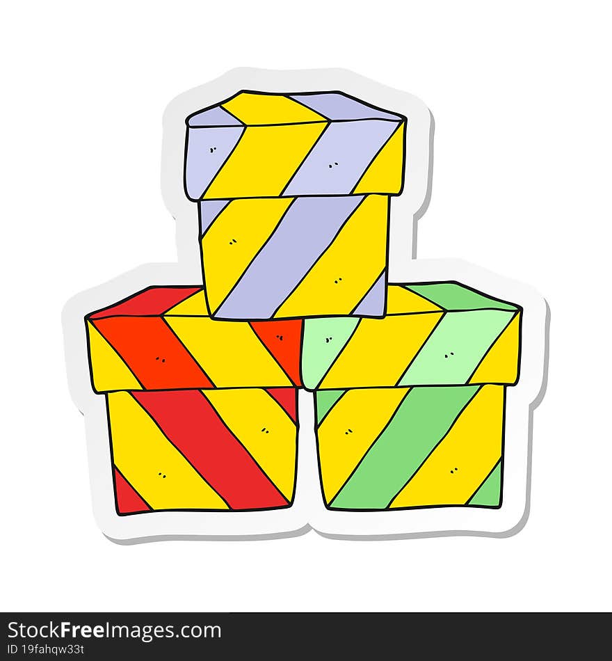 sticker of a cartoon gift boxes