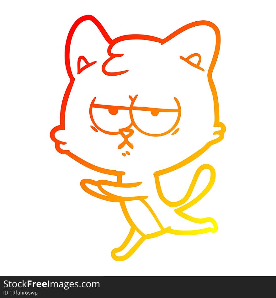 warm gradient line drawing bored cartoon cat