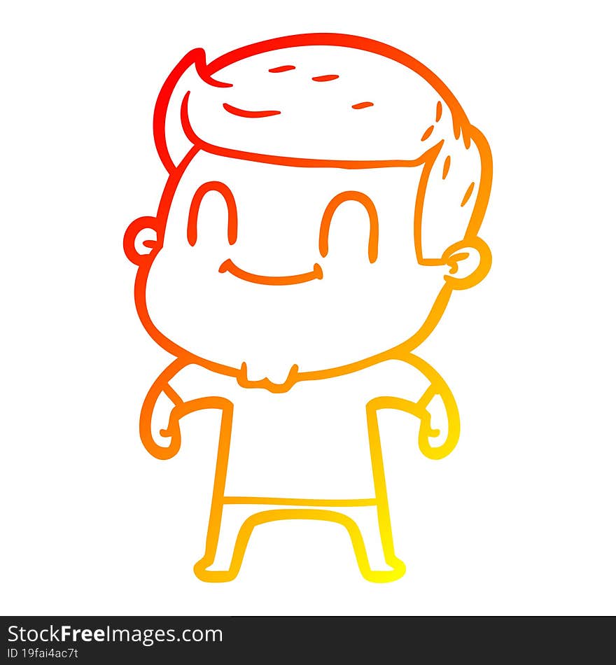 Warm Gradient Line Drawing Cartoon Friendly Man