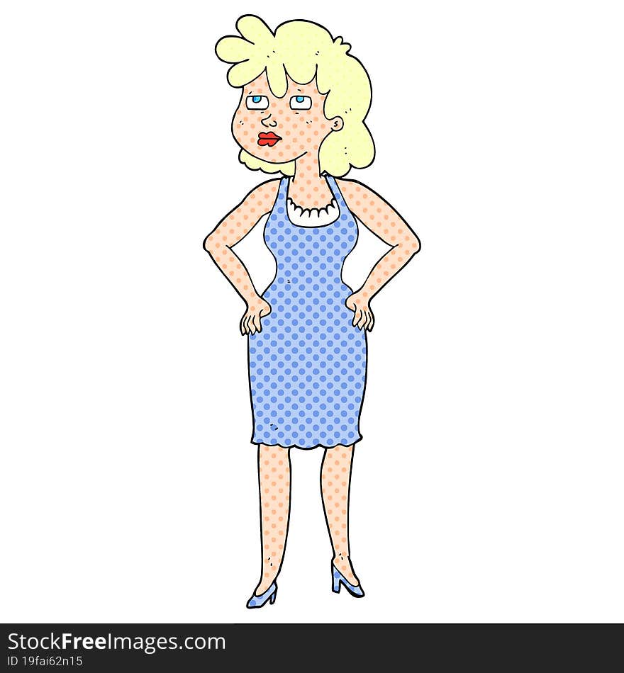 freehand drawn cartoon annoyed woman