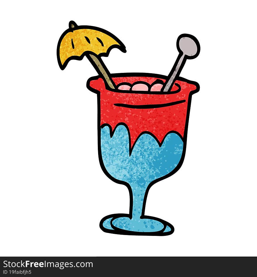 cartoon doodle tropical cocktail