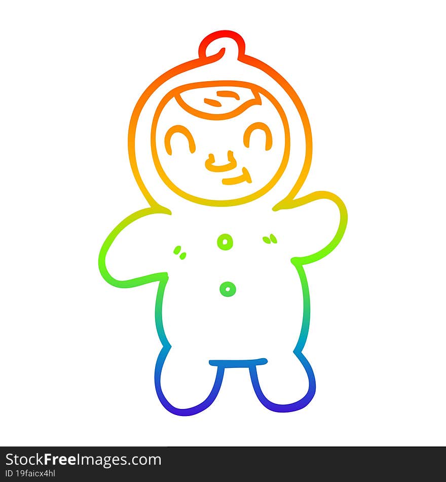 rainbow gradient line drawing of a cartoon human baby