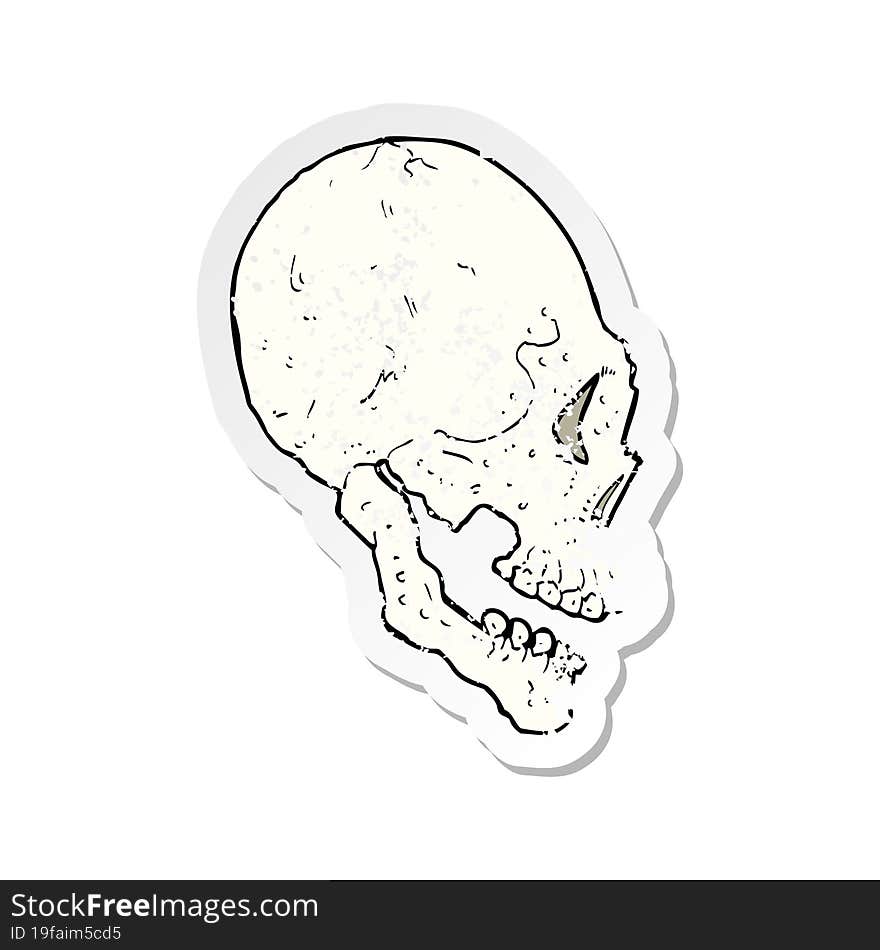 retro distressed sticker of a skull illustration