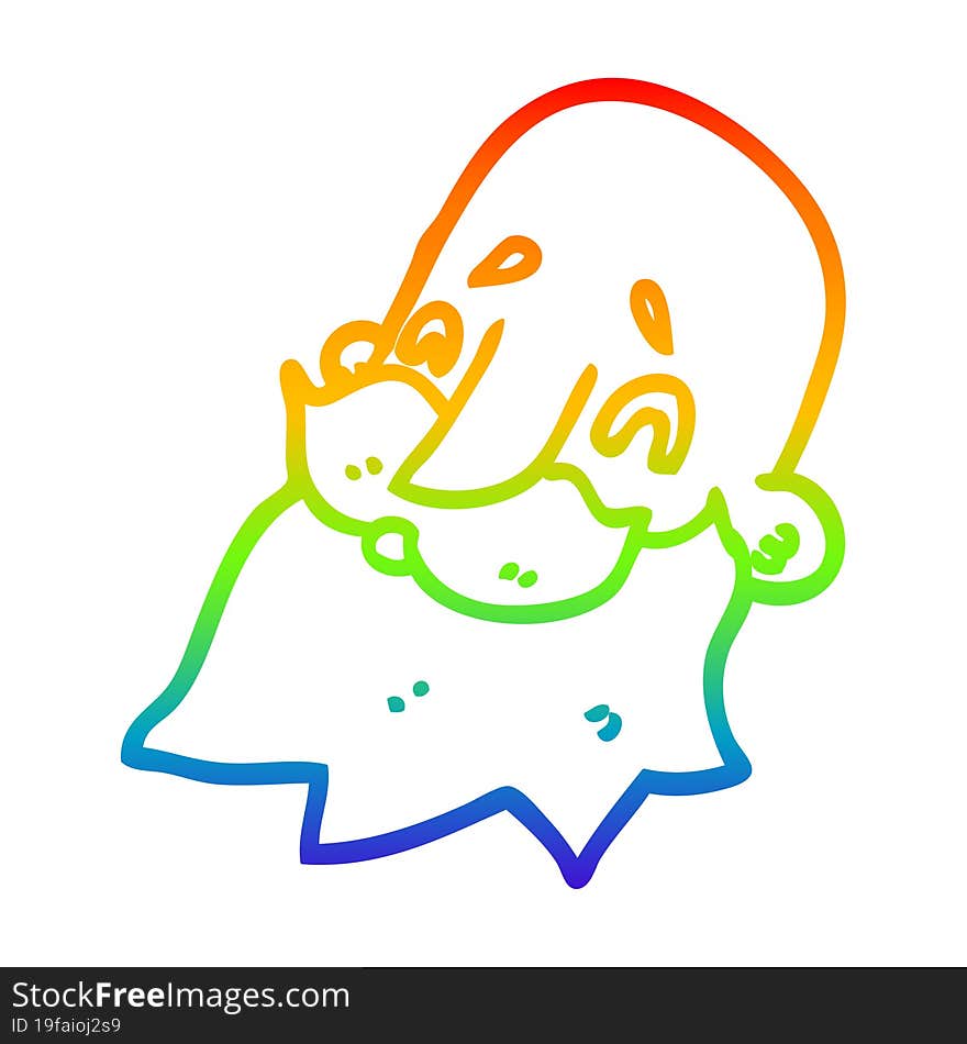 rainbow gradient line drawing cartoon man with beard