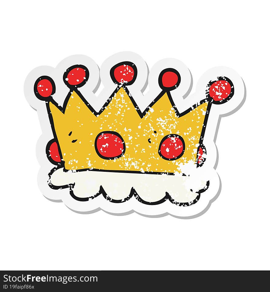 Retro Distressed Sticker Of A Cartoon Crown