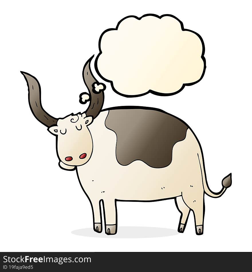 cartoon ox with thought bubble