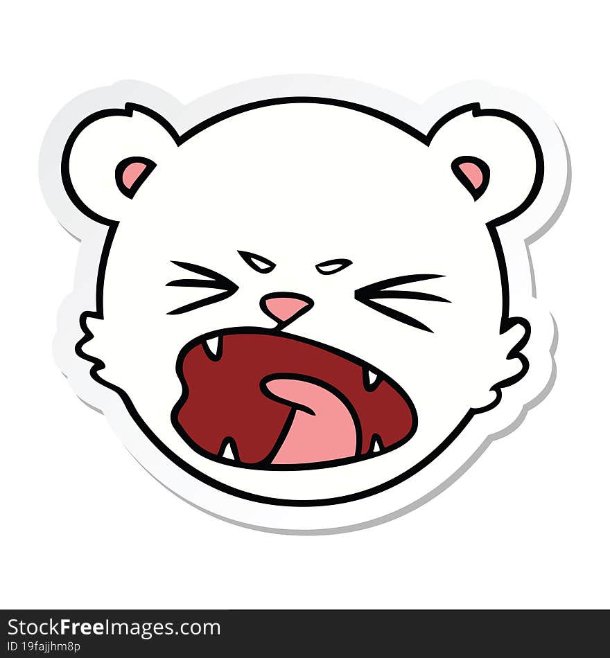 sticker of a angry polar bear cartoon