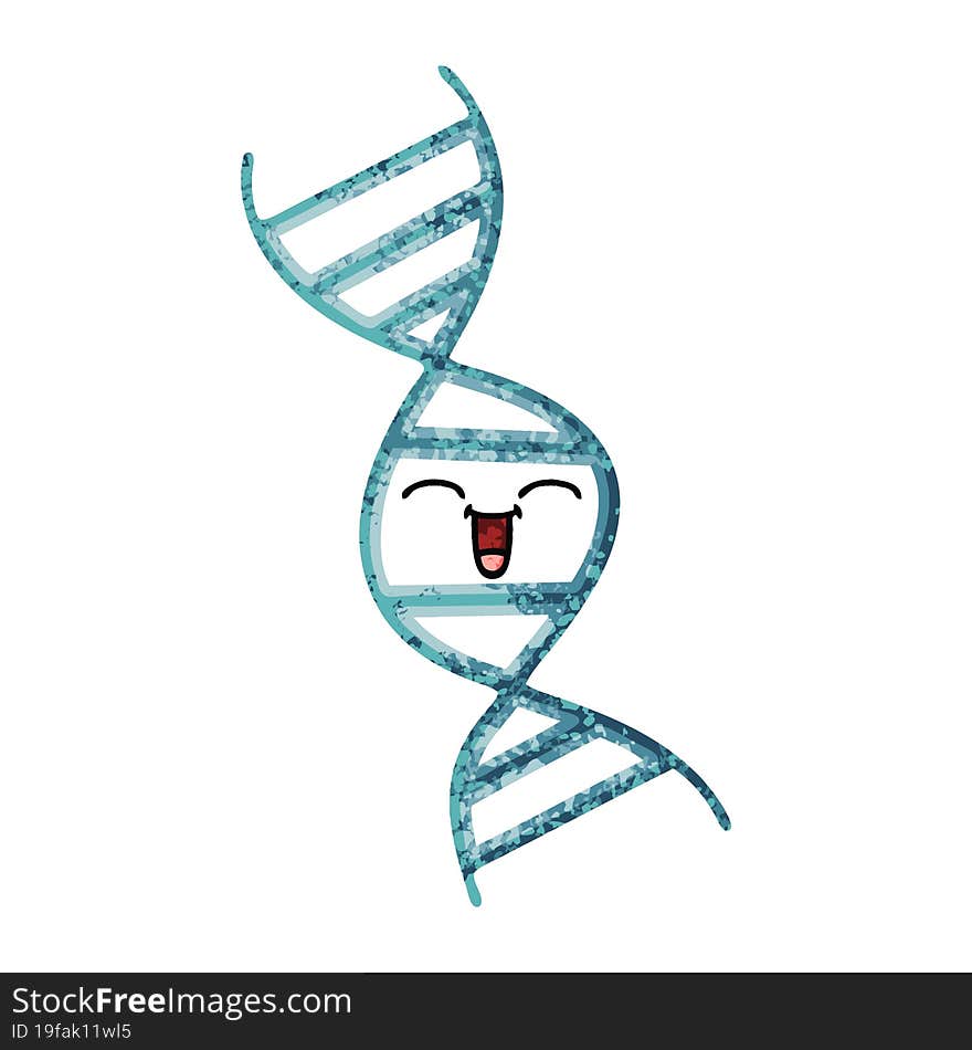 retro illustration style cartoon of a DNA strand