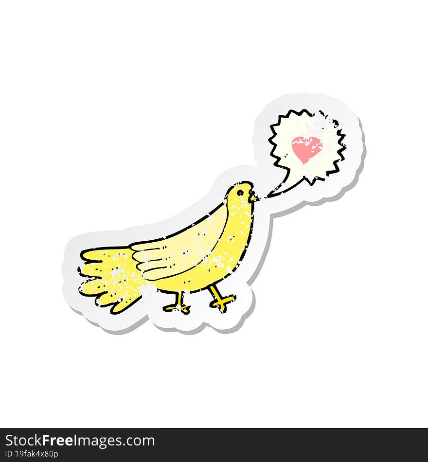 retro distressed sticker of a cartoon love bird