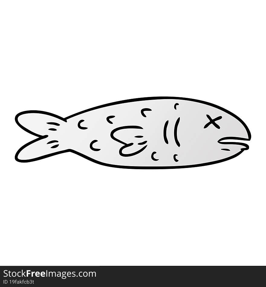 hand drawn gradient cartoon doodle of a dead fish