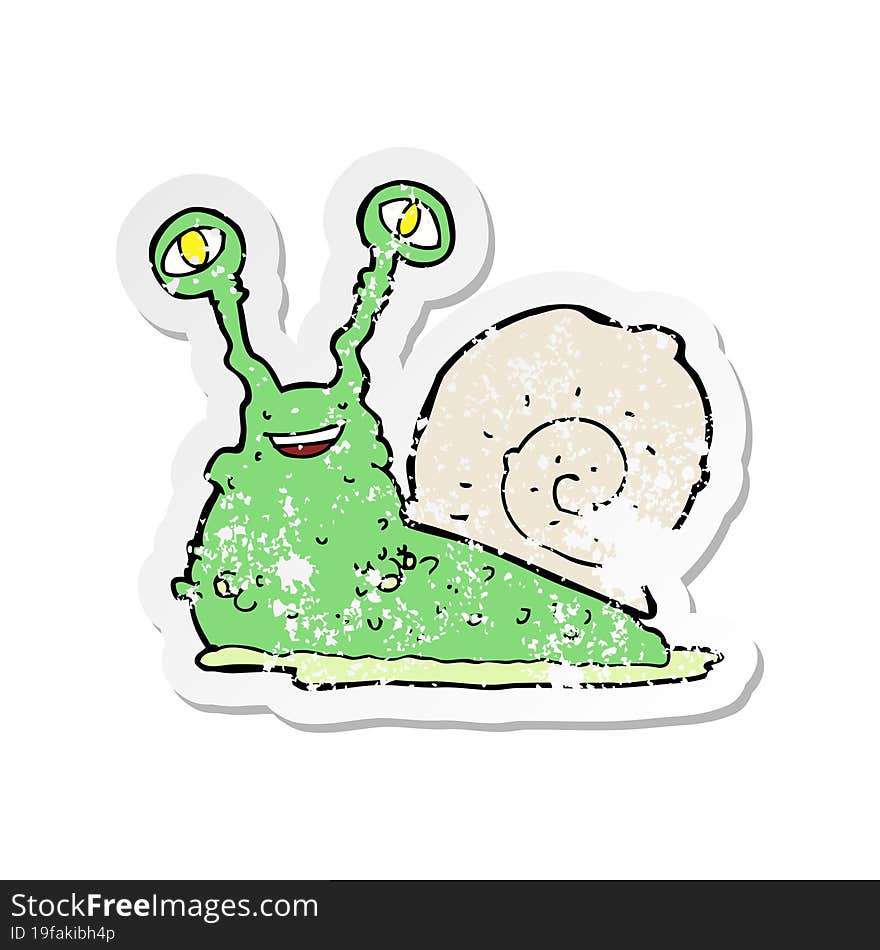 retro distressed sticker of a cartoon snail