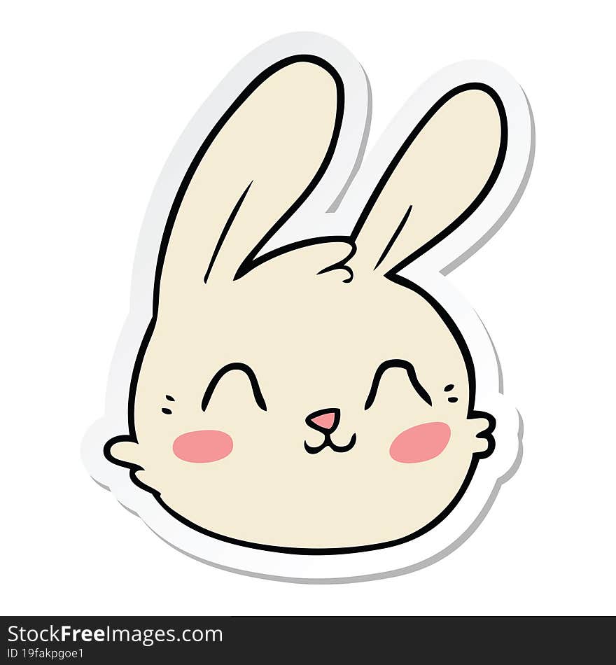 sticker of a cartoon rabbit face