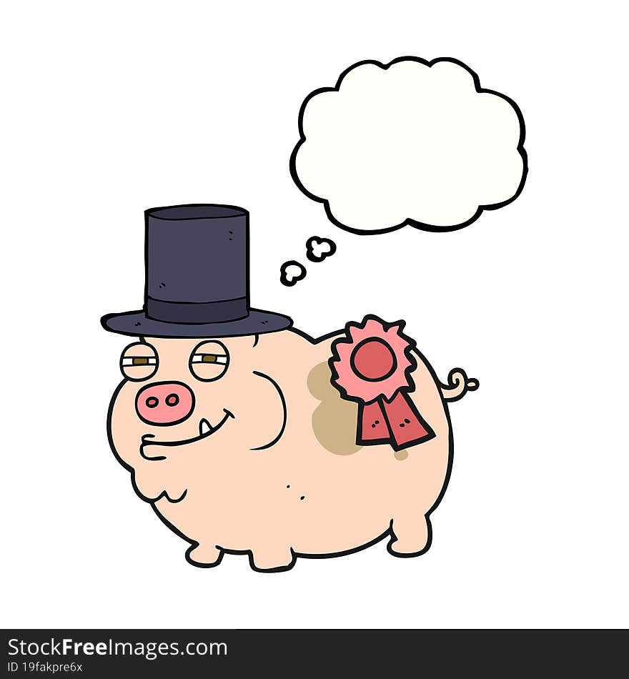 thought bubble cartoon prize winning pig