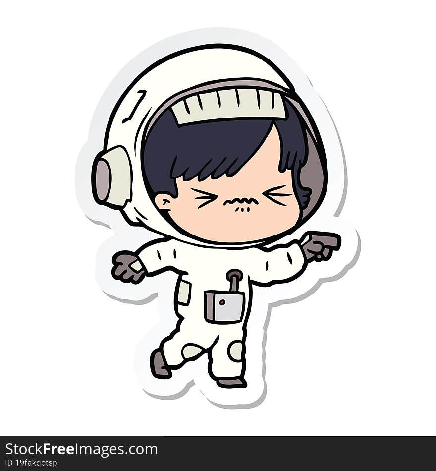 sticker of a cartoon astronaut woman