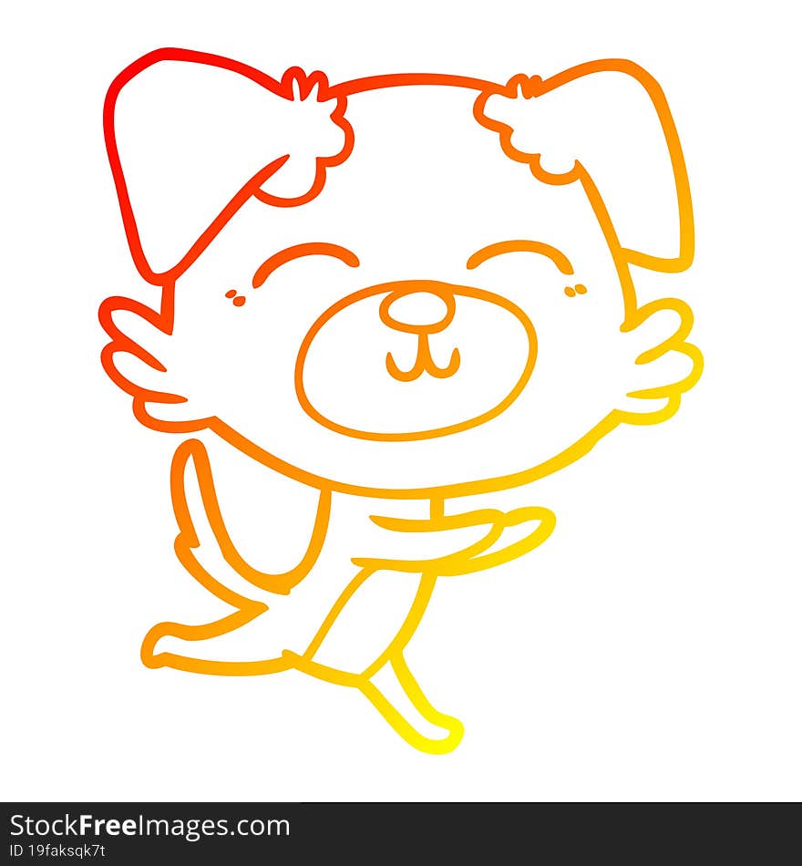 warm gradient line drawing of a cartoon dog