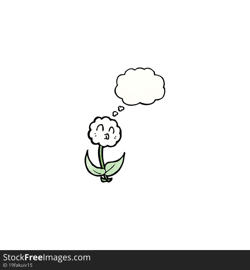 cute cartoon flower with thought bubble