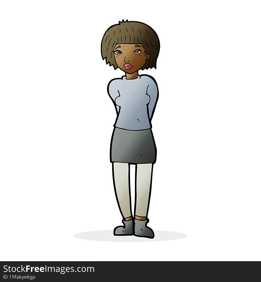 cartoon shy woman