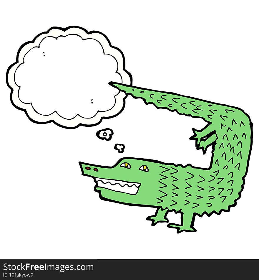 cartoon crocodile with thought bubble