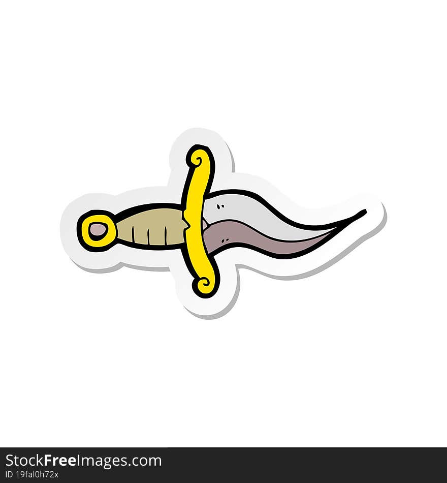 sticker of a cartoon knife tattoo