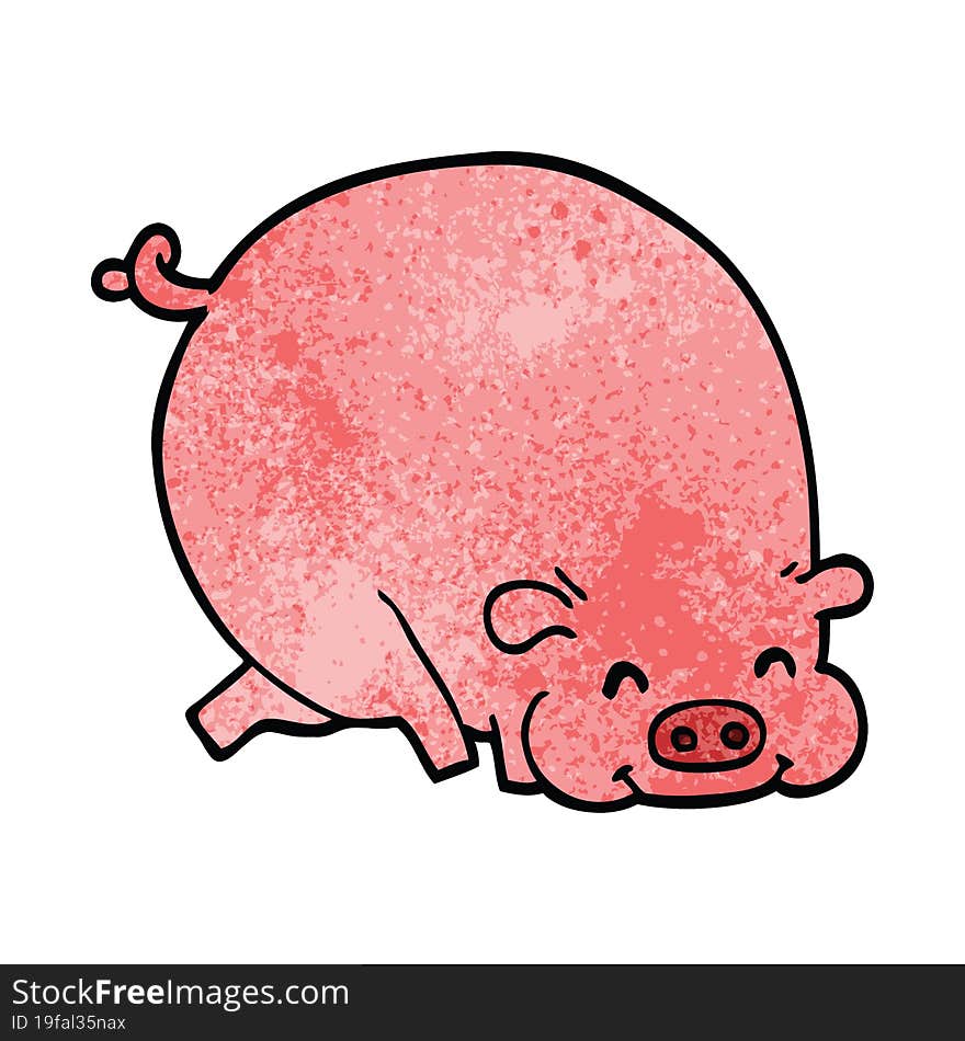 Cartoon Doodle Fat Pig