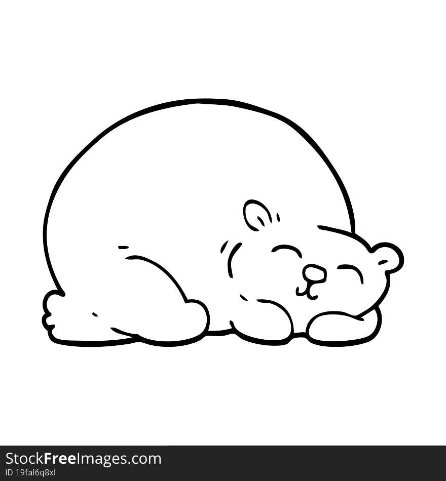 line drawing cartoon happy polar bear sleeping