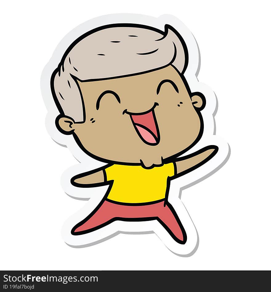 sticker of a cartoon man laughing