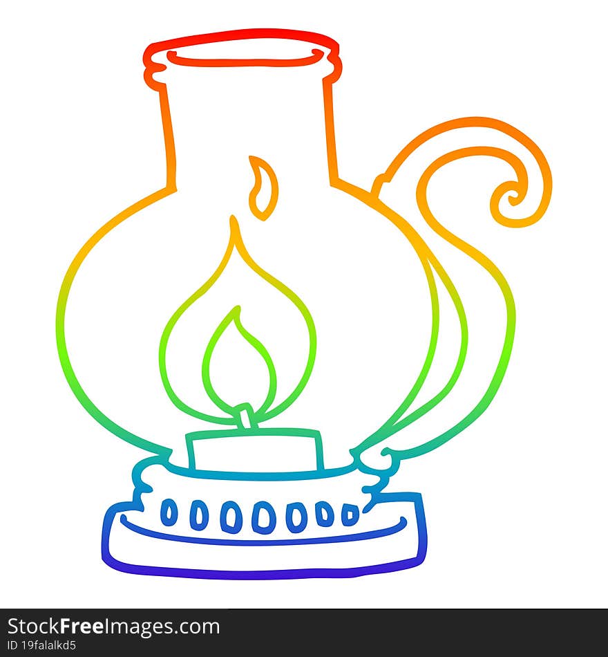 rainbow gradient line drawing of a cartoon lantern