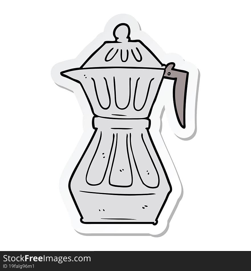 Sticker Of A Cartoon Espresso Pot