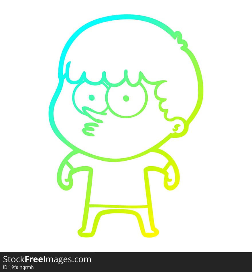 cold gradient line drawing cartoon curious boy