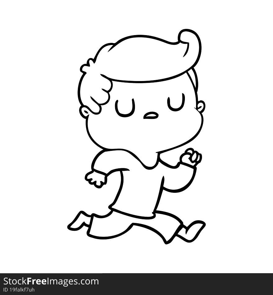 cartoon aloof man running. cartoon aloof man running