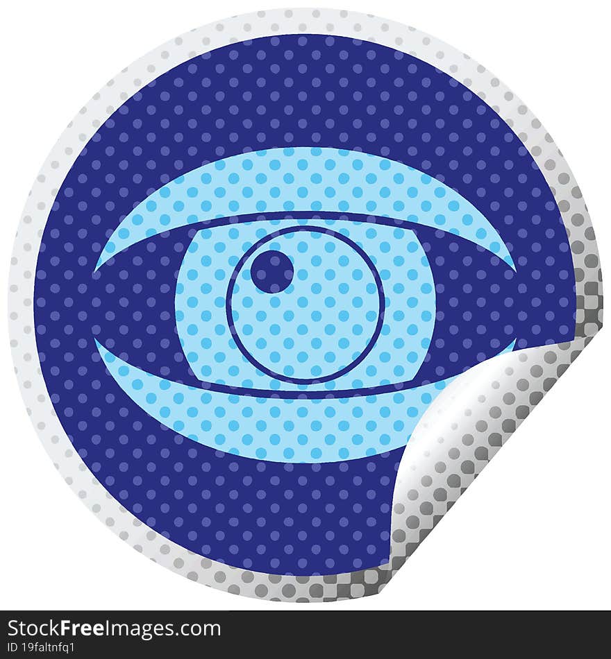 staring eye graphic vector circular peeling sticker. staring eye graphic vector circular peeling sticker