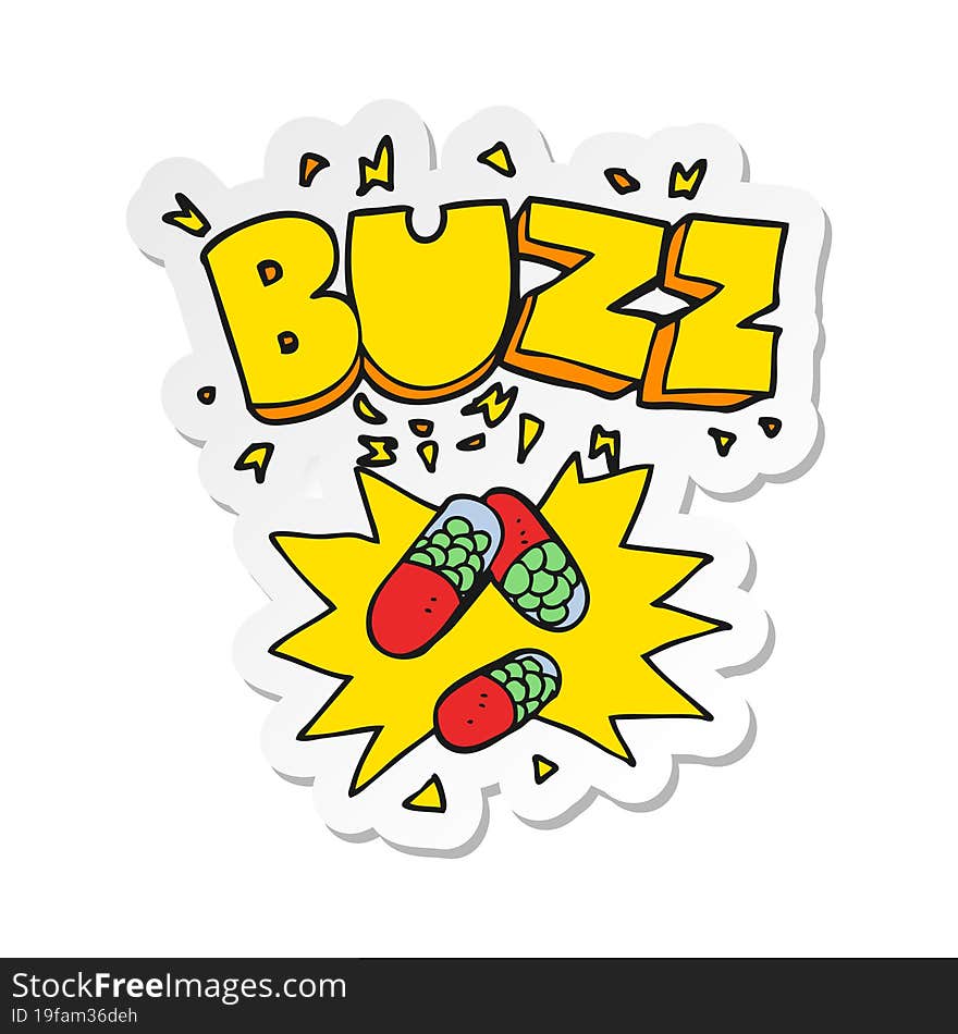 sticker of a cartoon stimulant pills