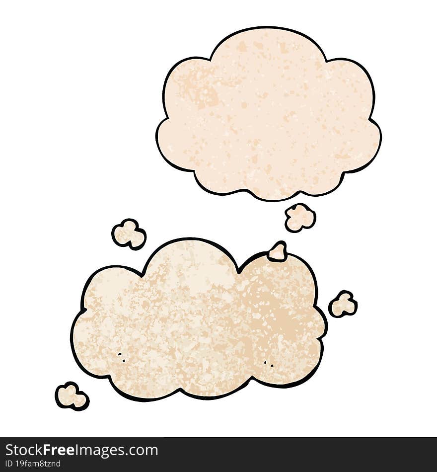 cartoon cloud and thought bubble in grunge texture pattern style