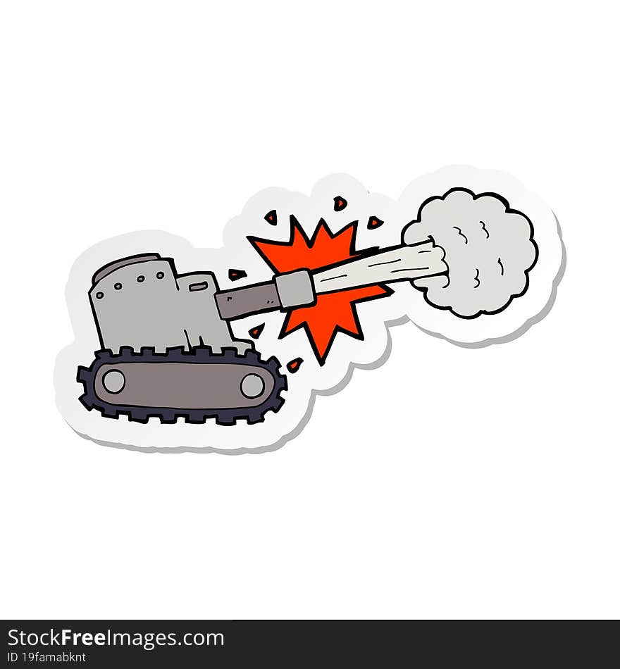 sticker of a cartoon firing tank