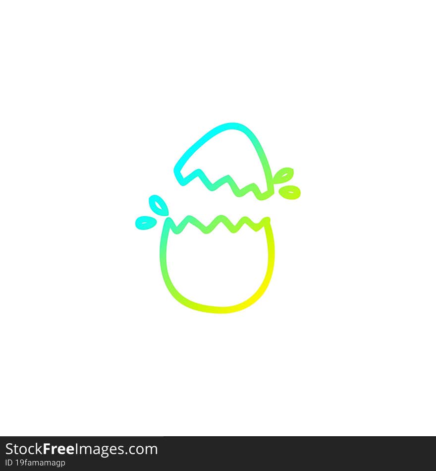 cold gradient line drawing of a hatching egg cartoon