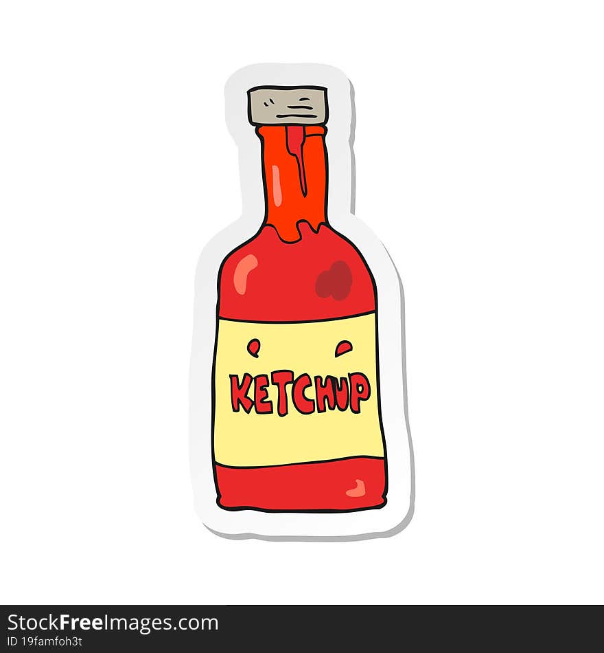 sticker of a cartoon ketchup