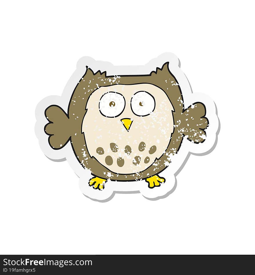 retro distressed sticker of a cartoon owl