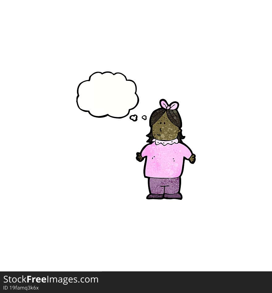 cartoon woman with thought bubble