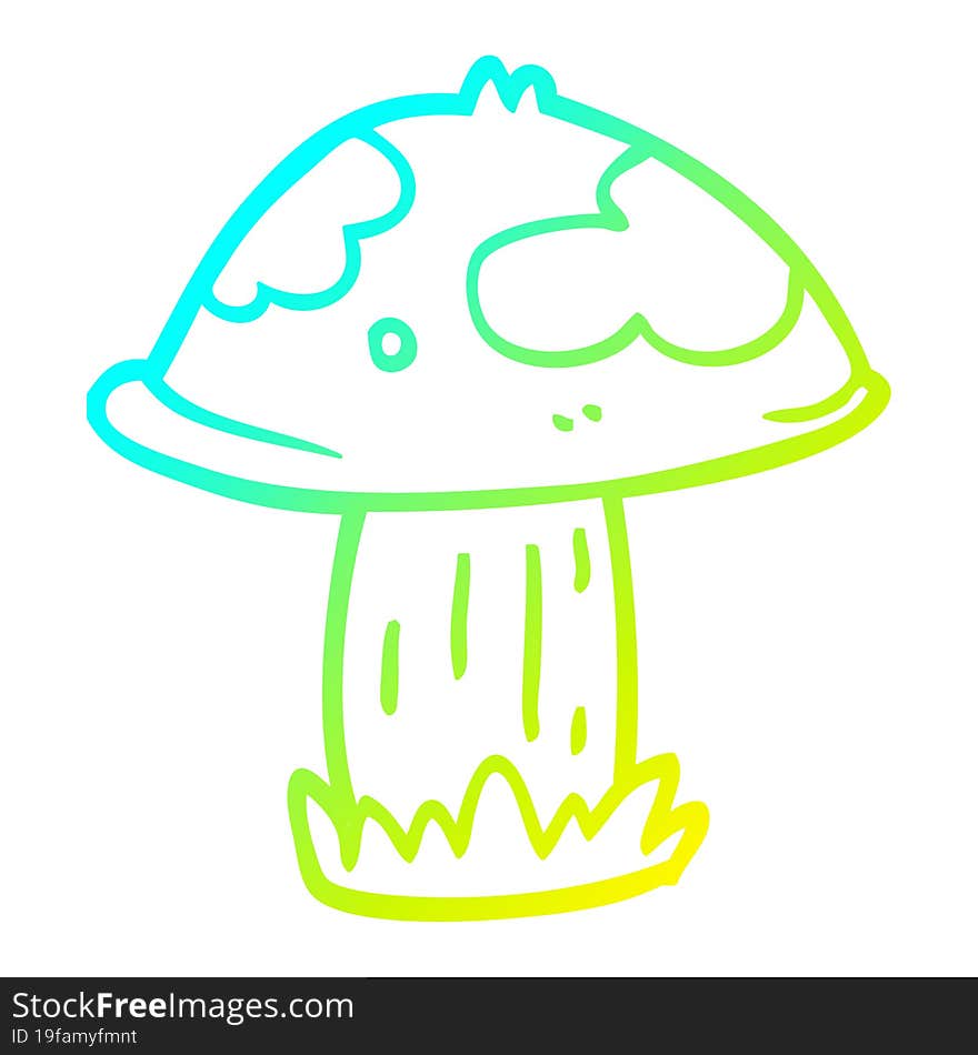 cold gradient line drawing cartoon wild mushroom