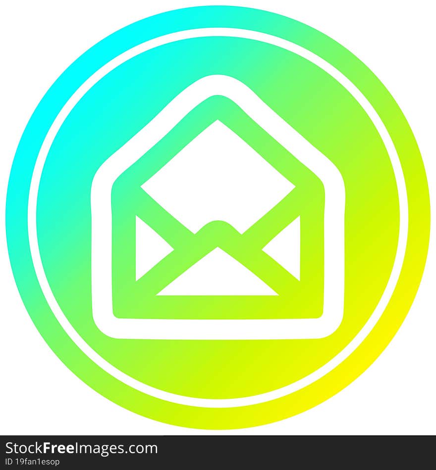 envelope letter circular in cold gradient spectrum