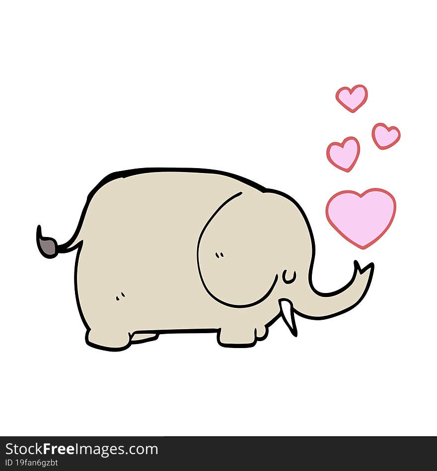 cute cartoon elephant with love hearts