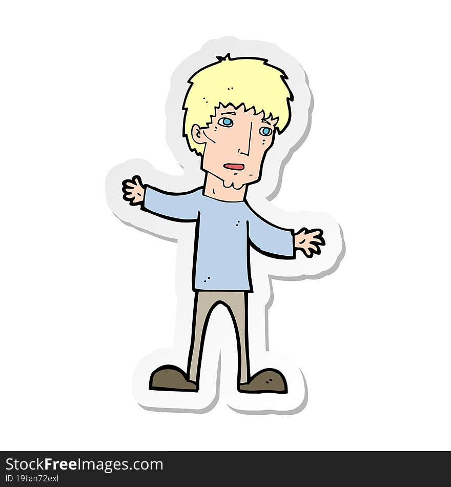 sticker of a cartoon worried man