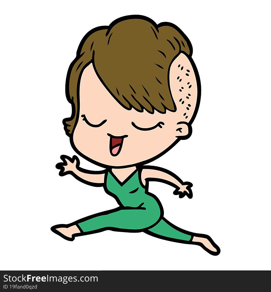 happy cartoon girl running. happy cartoon girl running