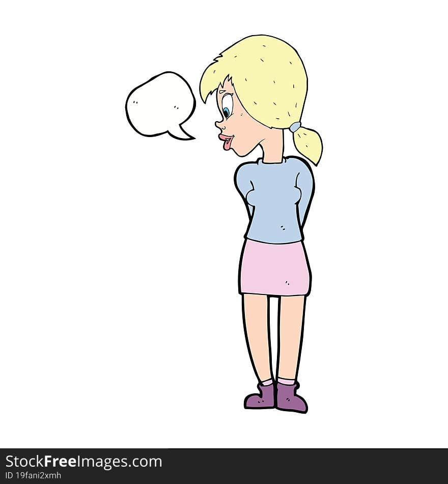 cartoon pretty girl with speech bubble